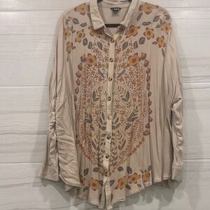J.NNA Women's Floral Beige Blouse